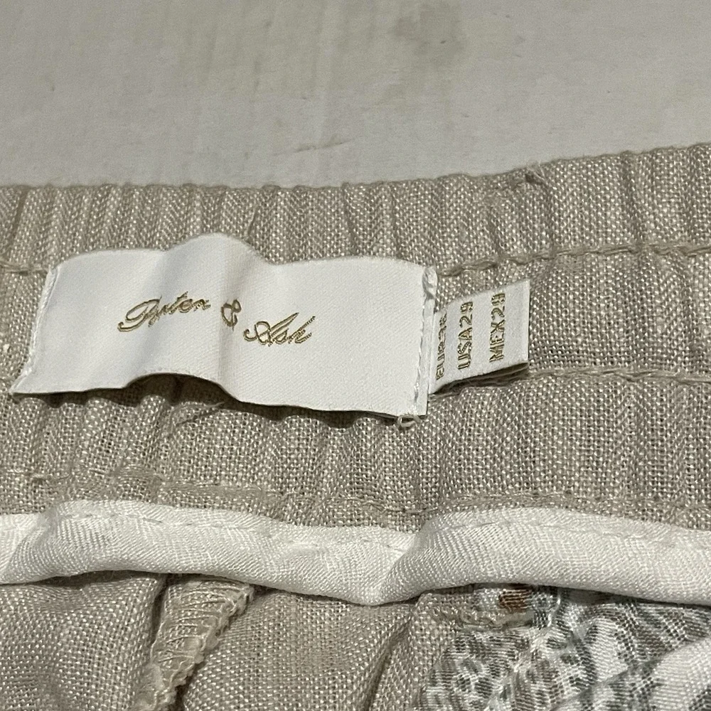 NEW Porter & Ash Pants Mens 29 X‎ 30 Linen Blend Chino Beige Washable Straight